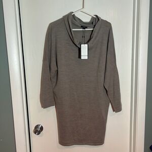 Emu Australia Merino Wool Cowl Neck Sweater Dress Taupe Size M